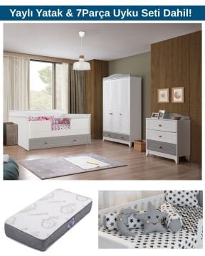 Miracool Tokyo Sedir Bebek ve Çocuk Odası / Yatak ve 7Parça Uyku Seti Dahil / Ücretsiz Kurulum