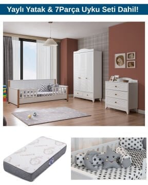 Miracool Allende Viya Bebek ve Çocuk Oda Takımı / Yatak ve 7 Parça Uyku Seti Dahil / Ücretsiz Kurulum-Teslimat