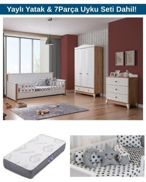 Miracool Sidney Viya Bebek ve Çocuk Oda Takımı / Yatak ve 7 Parça Uyku Seti Dahil / Ücretsiz Kurulum-Teslimat