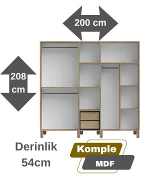 Begonya 4lü Yatak Odası Kombin / Dolap, Aynalı Makyaj Masası, 2 Adet Komodin