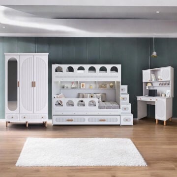 Milen Genç Odası / Çocuk Odası / Komple MDF / Beyaz