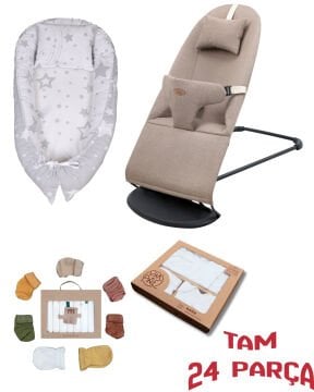 24 Parça / Premium Ana Kucağı & Babynest & 6'lı Hastane Çıkışı & Yastık & 7 Mendil & 5 Çorap & 2 Eldiven