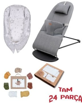 24 Parça / Premium Ana Kucağı & Babynest & 6'lı Hastane Çıkışı & Yastık & 7 Mendil & 5 Çorap & 2 Eldiven
