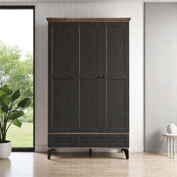 Silva 3 Kapılı Dolap / %100 MDF / Ücretsiz Kurulum / Antrasit