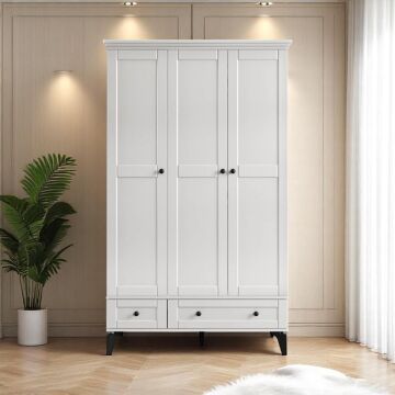 Silva 3 Kapılı Dolap / %100 MDF / Ücretsiz Kurulum / Beyaz