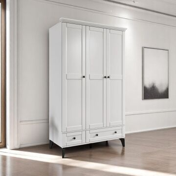 Silva 3 Kapılı Dolap / %100 MDF / Ücretsiz Kurulum / Beyaz
