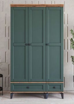 Silva 3 Kapılı Dolap / %100 MDF / Ücretsiz Kurulum / Haki