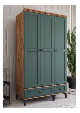 Silva 3 Kapılı Dolap / %100 MDF / Ücretsiz Kurulum / Haki