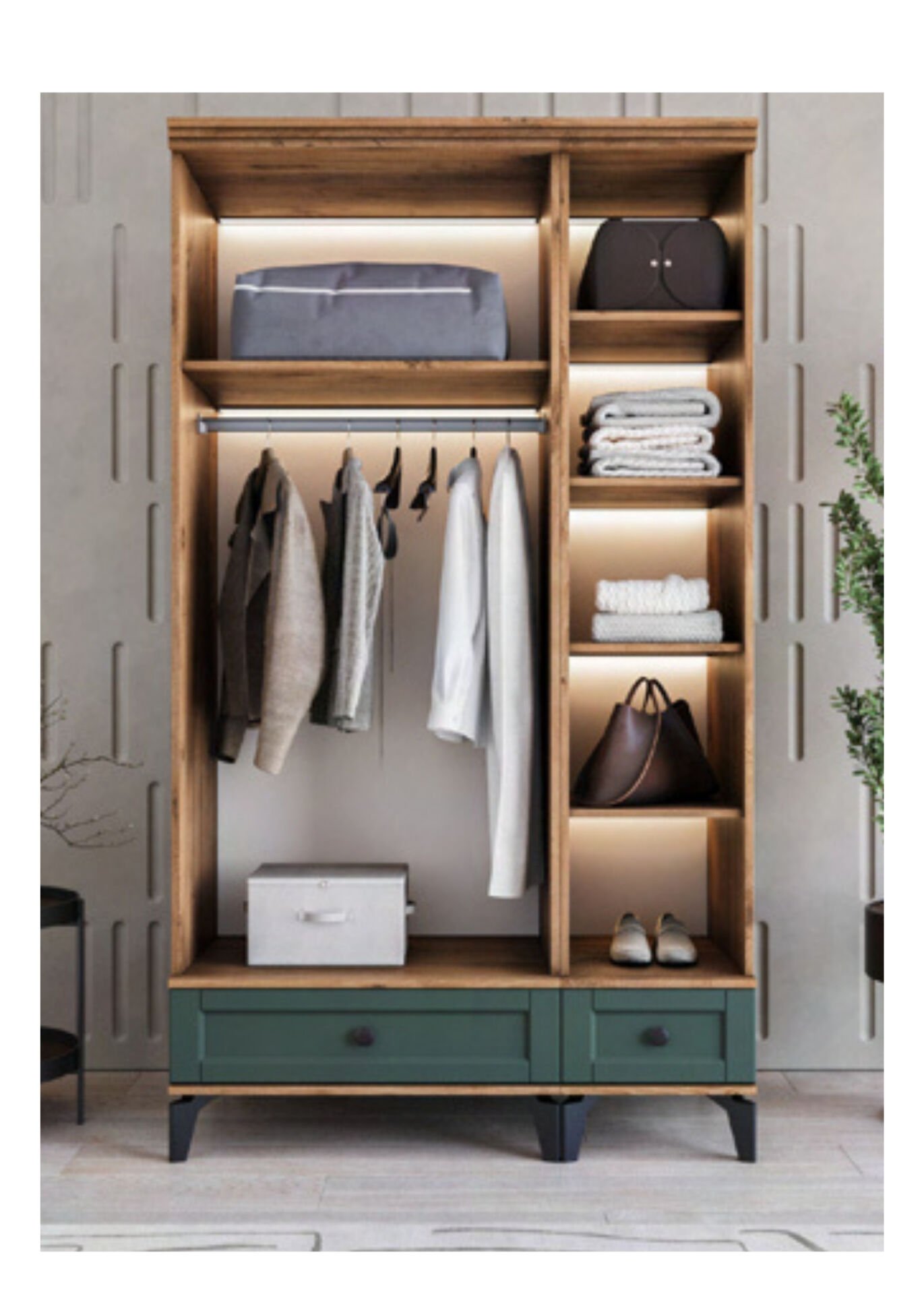 Silva 3 Kapılı Dolap / %100 MDF / Ücretsiz Kurulum / Haki