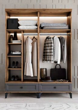 Silva 4 Kapılı Dolap / %100 MDF / Ücretsiz Kurulum / Antrasit