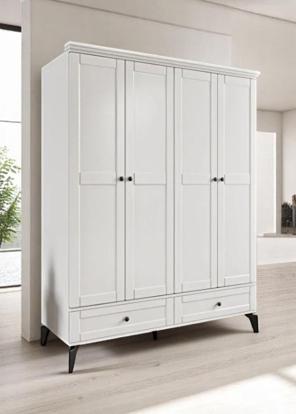 Silva 4 Kapılı Dolap / %100 MDF / Ücretsiz Kurulum / Beyaz