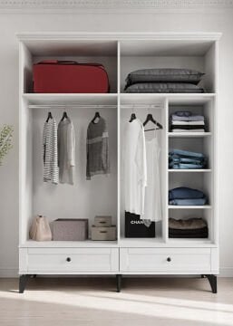 Silva 4 Kapılı Dolap / %100 MDF / Ücretsiz Kurulum / Beyaz