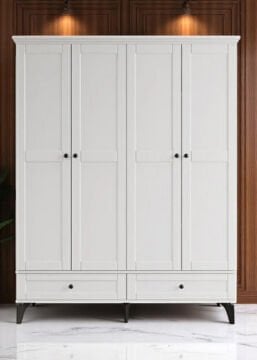 Silva 4 Kapılı Dolap / %100 MDF / Ücretsiz Kurulum / Beyaz