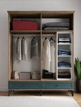 Silva 4 Kapılı Dolap / %100 MDF / Ücretsiz Kurulum / Haki