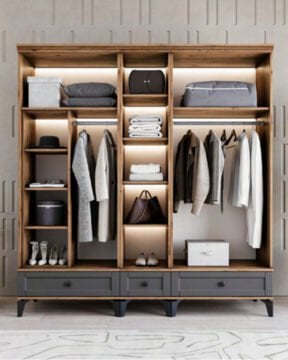 Silva 5 Kapılı Dolap / %100 MDF / Ücretsiz Kurulum / Antrasit