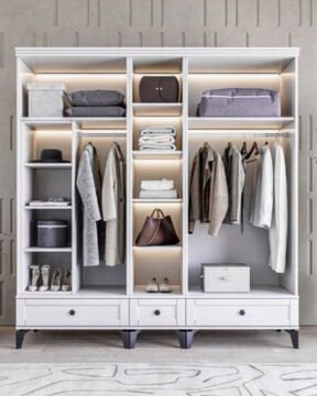 Silva 5 Kapılı Dolap / %100 MDF / Ücretsiz Kurulum / Beyaz