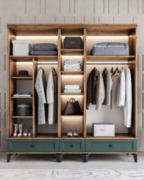 Silva 5 Kapılı Dolap / %100 MDF / Ücretsiz Kurulum / Haki