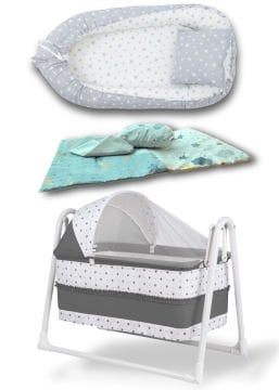 Avantaj Beşik Seti / Star Beşik / Yorgan / Yastık / Çarşaf / Babynest ve Yastık Gri