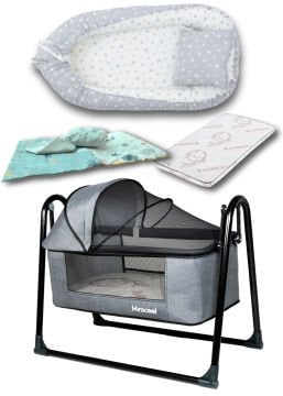 8'li Avantaj Beşik Seti / Beşik / Bambo Yatak / Yorgan / Yastık / Çarşaf / Babynest ve Yastık