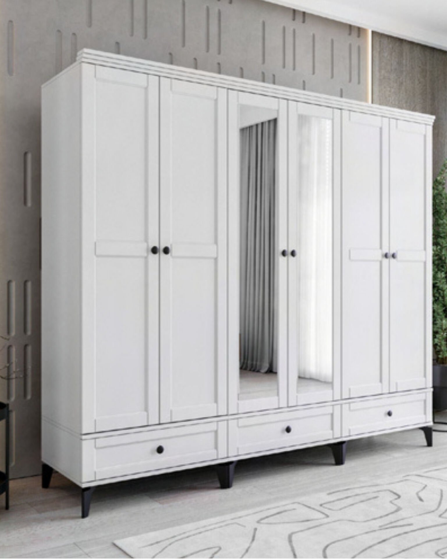 Silva 6 Kapılı Dolap / %100 MDF / Ücretsiz Kurulum / Beyaz