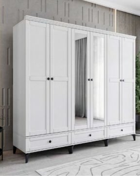 Silva 6 Kapılı Dolap / %100 MDF / Ücretsiz Kurulum / Beyaz
