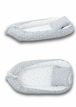 8'li Avantaj Beşik Seti / Beşik / Bambo Yatak / Yorgan / Yastık / Çarşaf / Babynest ve Yastık Gri