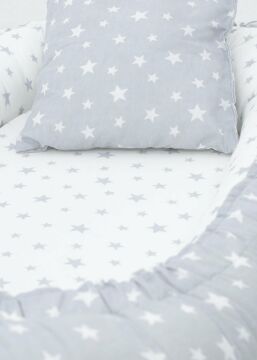 8'li Avantaj Beşik Seti / Beşik / Bambo Yatak / Yorgan / Yastık / Çarşaf / Babynest ve Yastık Gri