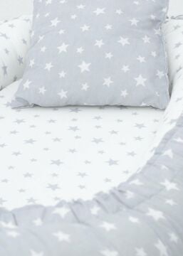 8'li Avantaj Beşik Seti / Beşik / Bambo Yatak / Yorgan / Yastık / Çarşaf / Babynest ve Yastık Gri