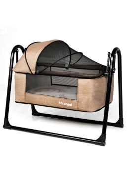 8'li Avantaj Beşik Seti / Beşik / Bambo Yatak / Yorgan / Yastık / Çarşaf / Babynest ve Yastık Kahve