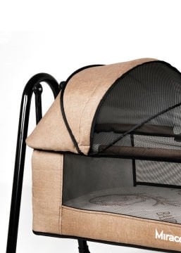 8'li Avantaj Beşik Seti / Beşik / Bambo Yatak / Yorgan / Yastık / Çarşaf / Babynest ve Yastık Kahve