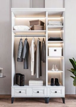 Terra 3 Kapılı Dolap / %100 MDF / Ücretsiz Kurulum / Beyaz