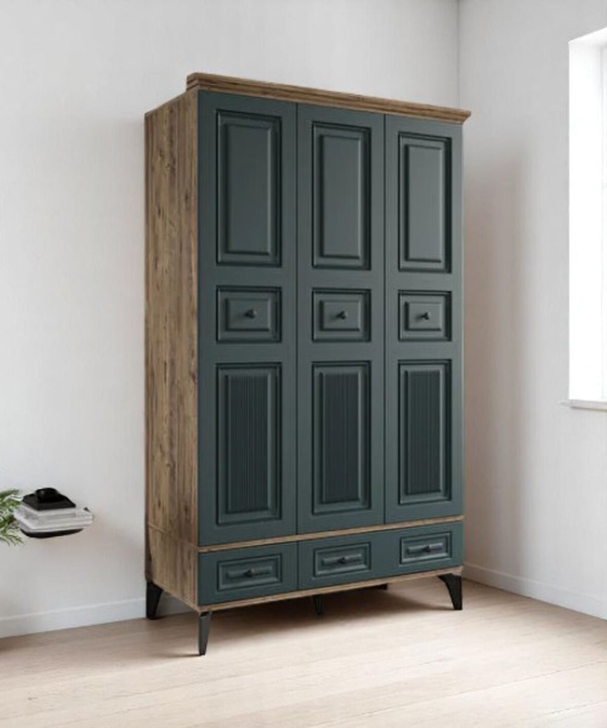 Terra 3 Kapılı Dolap / %100 MDF / Ücretsiz Kurulum / Haki
