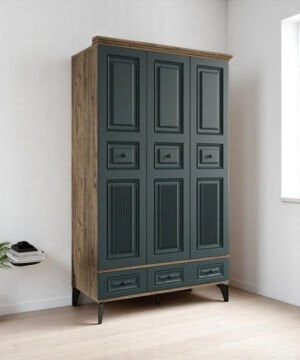 Terra 3 Kapılı Dolap / %100 MDF / Ücretsiz Kurulum / Haki