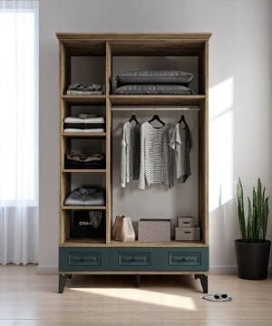 Terra 3 Kapılı Dolap / %100 MDF / Ücretsiz Kurulum / Haki