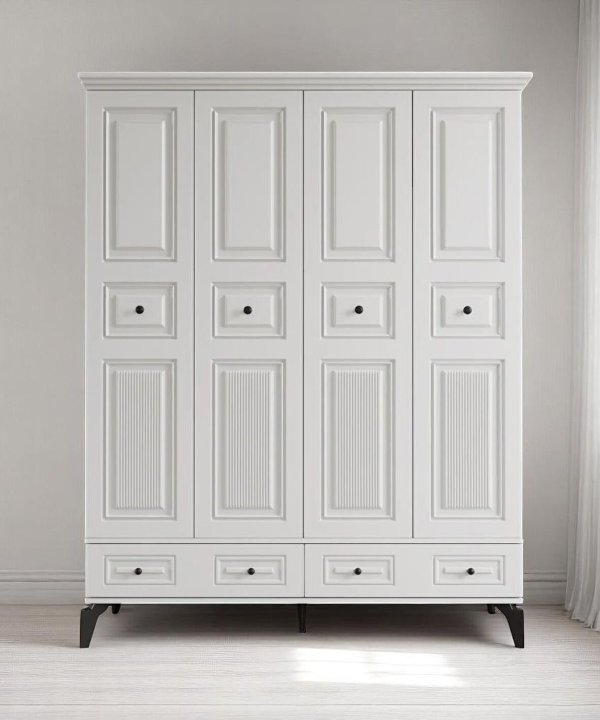 Terra 4 Kapılı Dolap / %100 MDF / Ücretsiz Kurulum / Beyaz