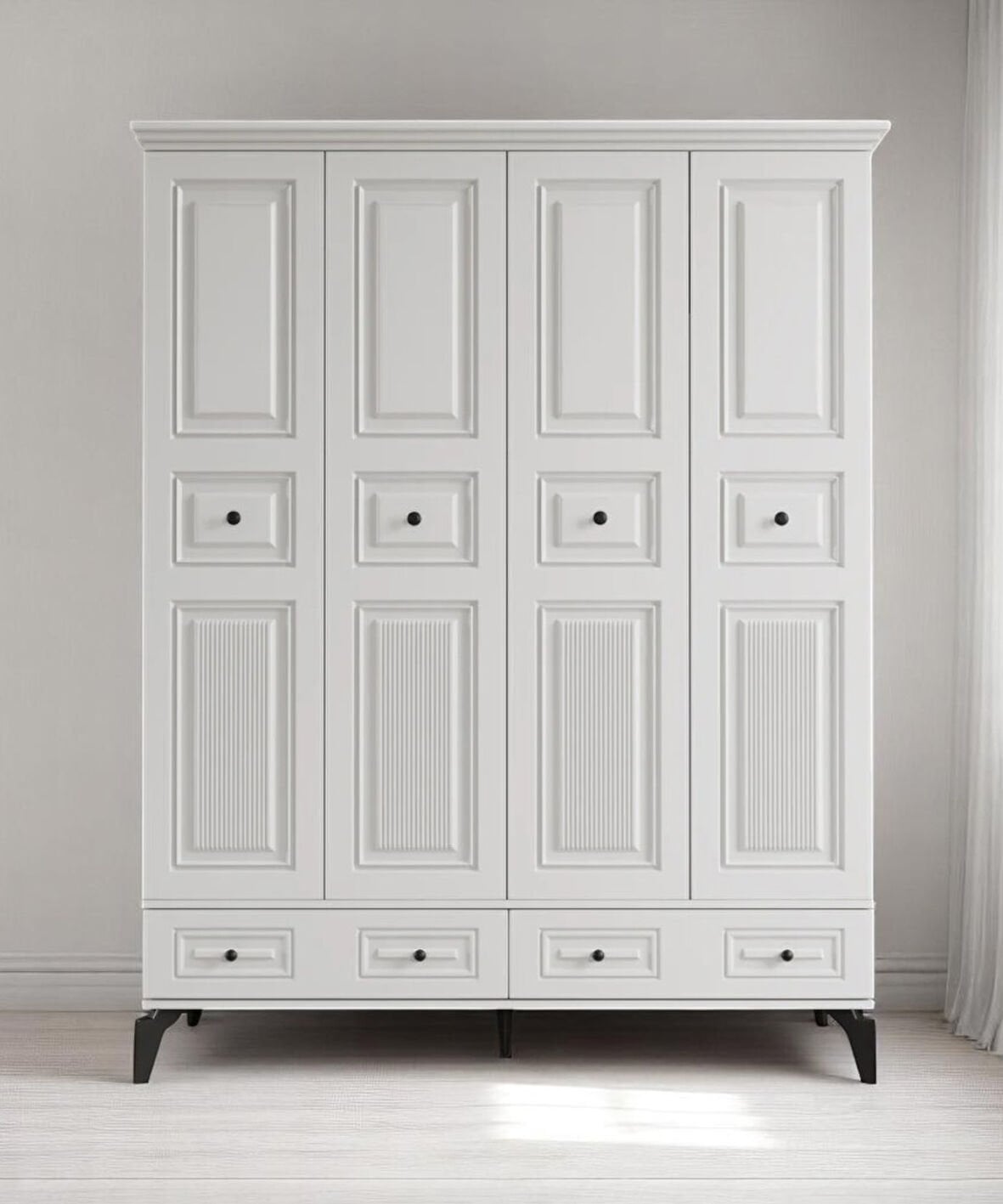 Terra 4 Kapılı Dolap / %100 MDF / Ücretsiz Kurulum / Beyaz