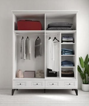 Terra 4 Kapılı Dolap / %100 MDF / Ücretsiz Kurulum / Beyaz