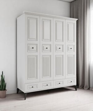 Terra 4 Kapılı Dolap / %100 MDF / Ücretsiz Kurulum / Beyaz