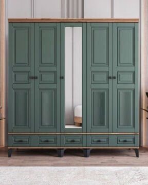 Terra 5 Kapılı Dolap / %100 MDF / Ücretsiz Kurulum / Haki Yeşil