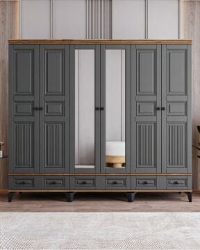 Terra 6 Kapılı Dolap / %100 MDF / Ücretsiz Kurulum / Antrasit