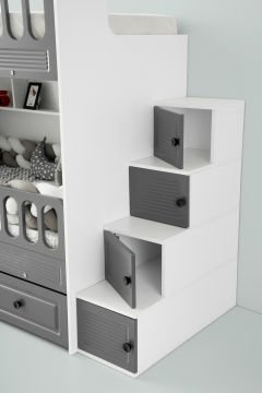 Panjur Ranza / 3 Yatak Bölümü / Beyaz-Antrasit / Komple MDF