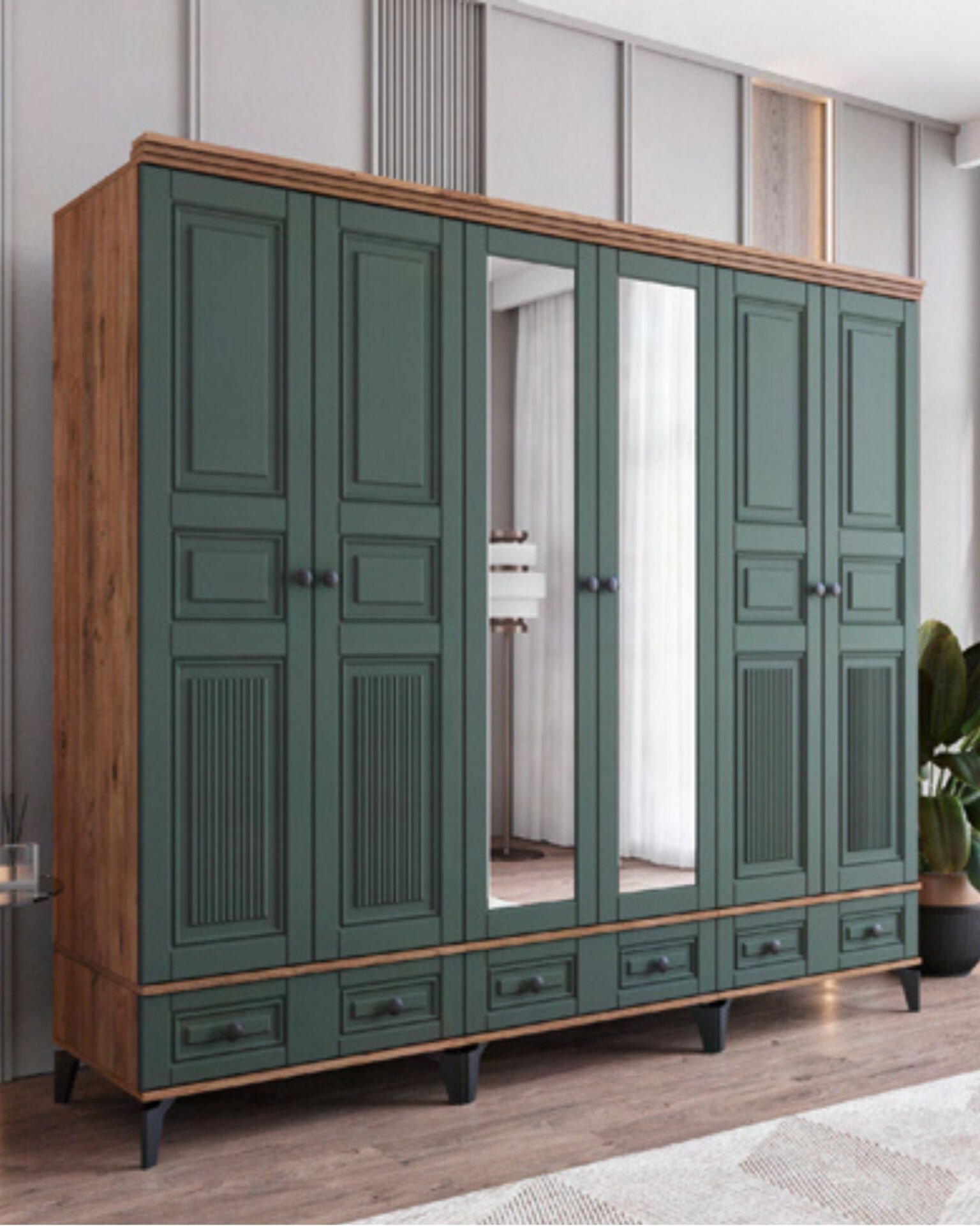 Terra 6 Kapılı Dolap / %100 MDF / Ücretsiz Kurulum / Haki