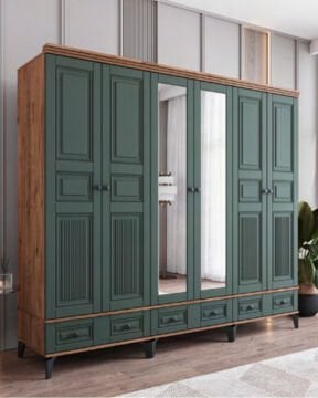 Terra 6 Kapılı Dolap / %100 MDF / Ücretsiz Kurulum / Haki