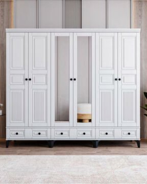 Terra 6 Kapılı Dolap / %100 MDF / Ücretsiz Kurulum / Beyaz