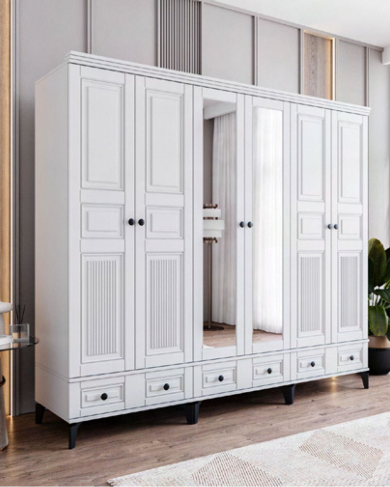 Terra 6 Kapılı Dolap / %100 MDF / Ücretsiz Kurulum / Beyaz