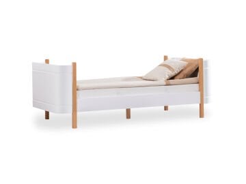 Perla Karyola & Ortopedik Yaylı Yatak Dahil / Ücretsiz Kurulum / %100 MDF / Meşe-Beyaz