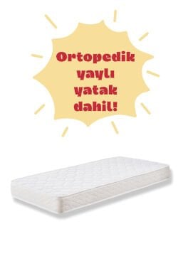 Perla Karyola & Ortopedik Yaylı Yatak Dahil / Ücretsiz Kurulum / %100 MDF / Meşe-Beyaz